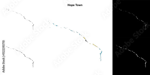 Hope Town blank outline map set