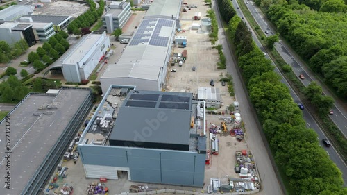 Drone footage of economic infrastructure and transport systems near Stevenage UK photo