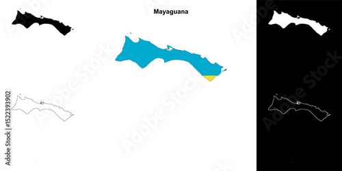 Mayaguana blank outline map set