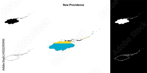 New Providence blank outline map set