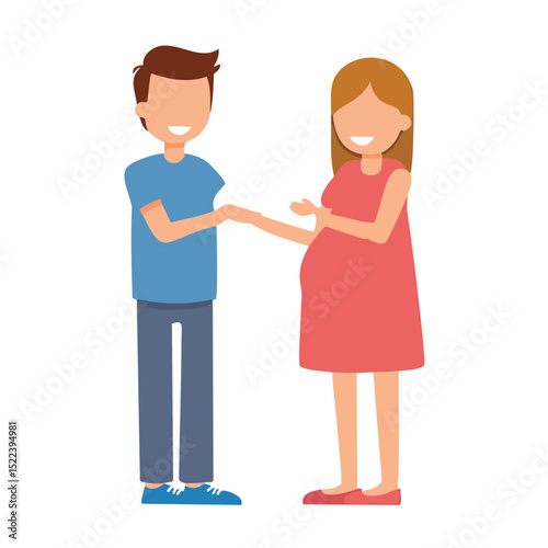 Expectant parents holding hands happy couple pregnancy