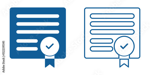 certificate icon set. Vector solid icons collection. Solid and line icon style. eps file. transparent background icon.