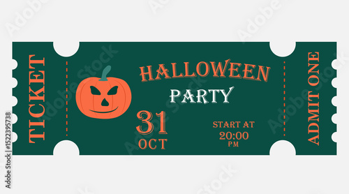 The template for making a ticket for Halloween. A one-person ticket. Halloween ticket. Vector illustration