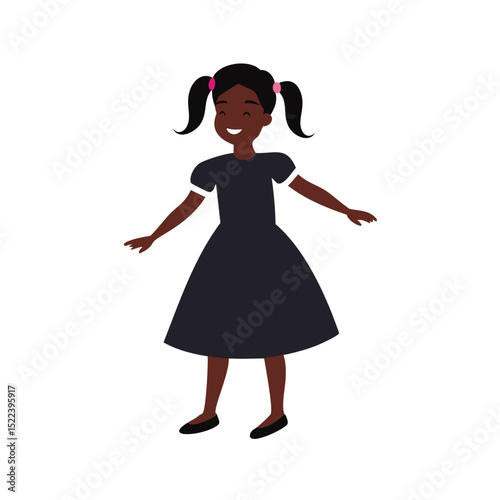 Happy little girl in black dress smiling