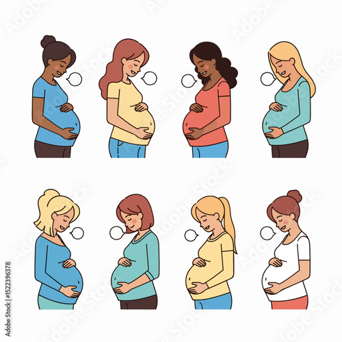Pregnant women expectant mothers pregnancy group diverse