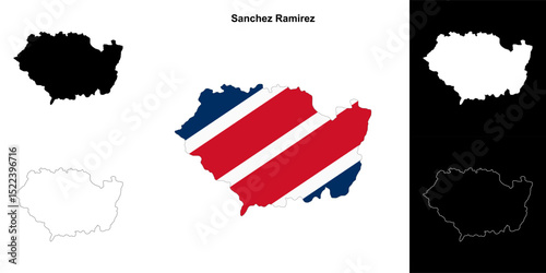 Sanchez Ramirez province outline map set