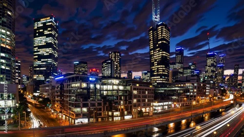Night Cityscape with Bright Lights Loop