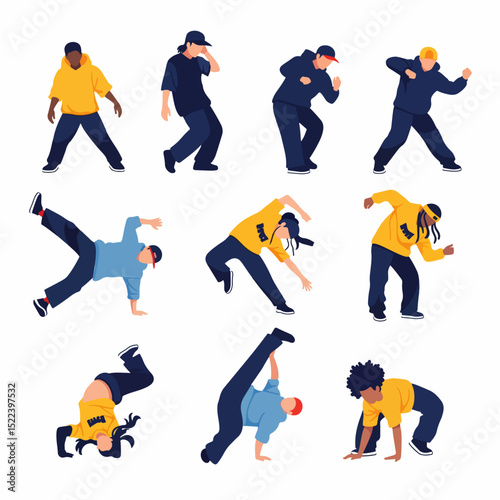Hip hop dancers in dynamic poses