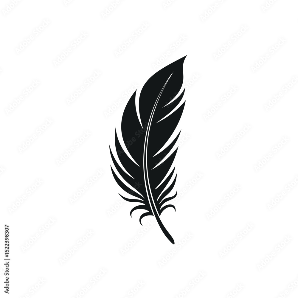 Obraz premium Single black feather silhouette simple design