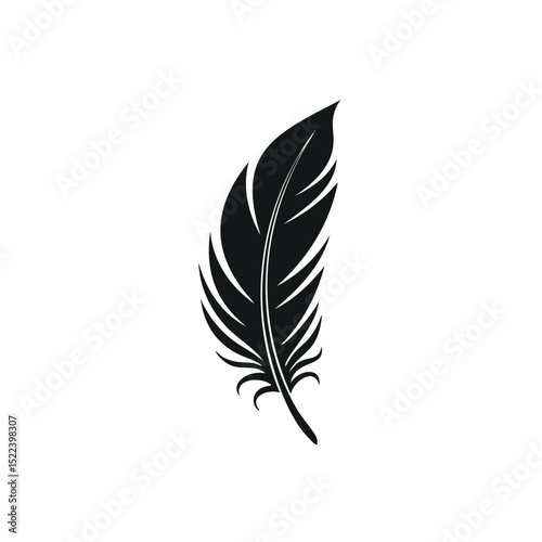Single black feather silhouette simple design