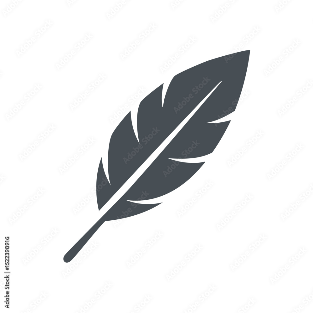Obraz premium Single dark gray feather icon design element