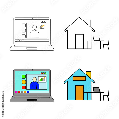 Vector illustration of a freelancer working remotely with a laptop. Perfect for topics about remote work, online job, digital nomad, work from home, and freelance lifestyle