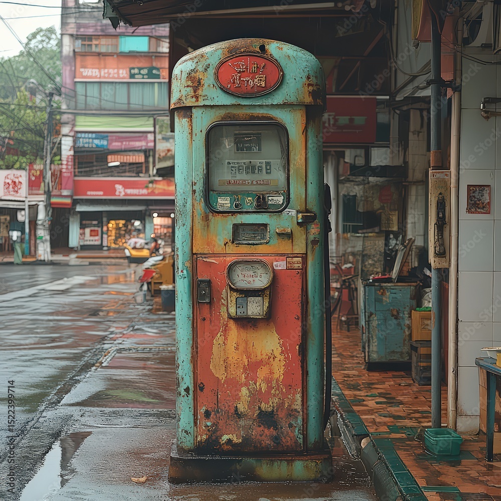 Fototapeta premium Southeast Asian street-side old gas pump