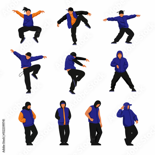 Dancers in various poses vector set