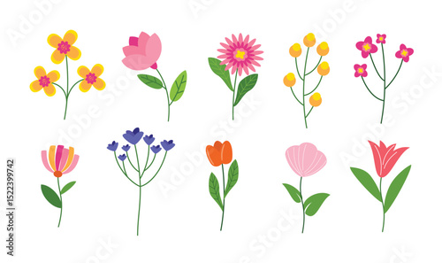 Wallpaper Mural Hand-Drawn Cute Wildflower Set vector illustration Torontodigital.ca