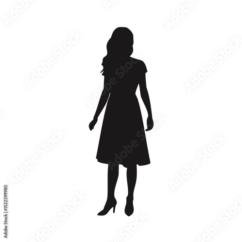 Woman in dress silhouette standing elegant pose