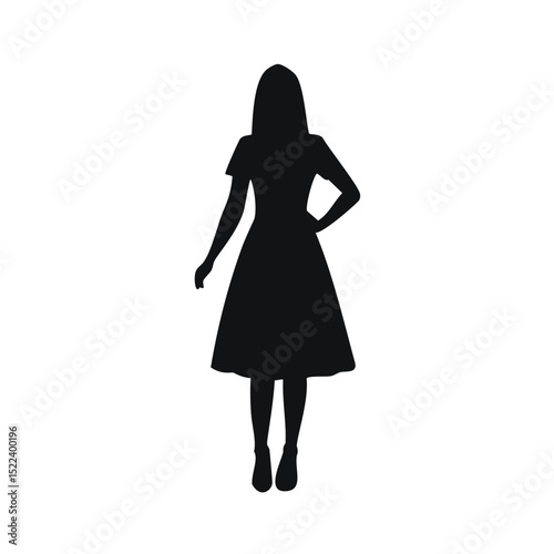 Woman silhouette elegant dress fashion model pose