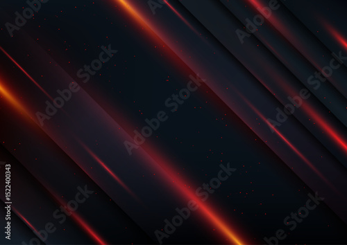 abstract dark background with glowing red orange light streaks diagonal black stripes futuristic technology concept
