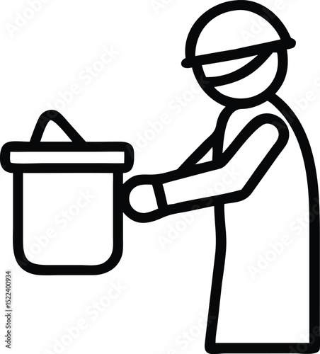 Beekeeper working with honey frame line art icon isolated on white background