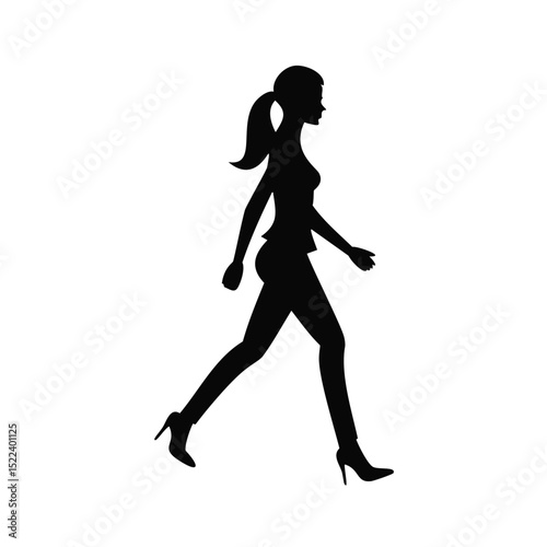 Woman walking silhouette side profile business casual