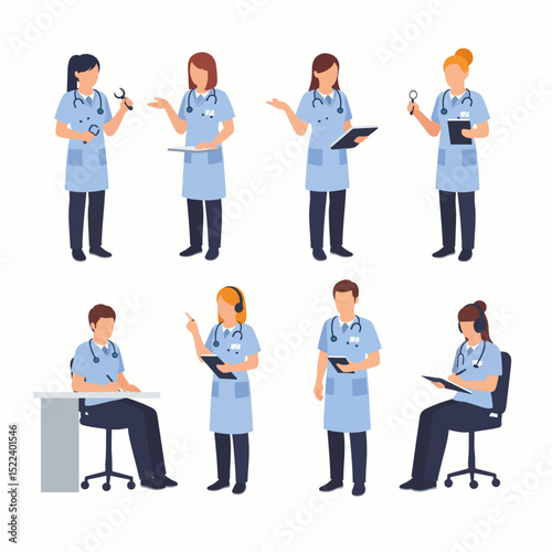 Medical staff doctors health workers set