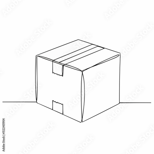 Simple line drawing of a cardboard box.