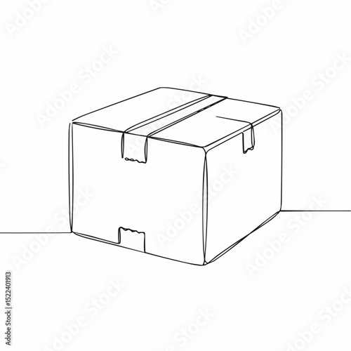 A minimal line drawing of a cardboard box.