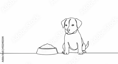 A cute dog waiting for food.
