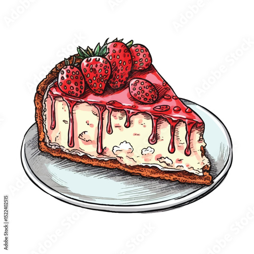 Hand-Drawn Colorful Slice of Cake Illustration