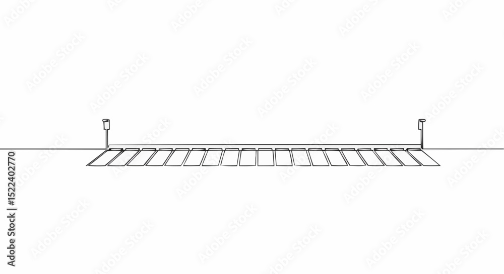 Fototapeta premium Simple linear perspective design, a drawing of an object with a hanging linear pattern.