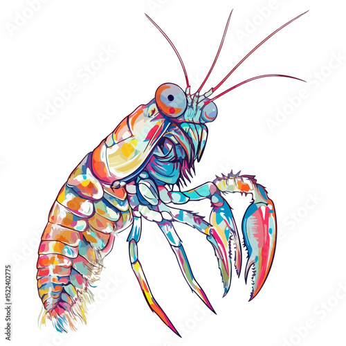mantis shrimp, underwater animal, vector, transparent background, creature, stomatopoda, animal, isolated, nature, shrimp, seafood, food, icon, marine, prawn, crustacean