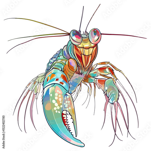 mantis shrimp, underwater animal, vector, transparent background, creature, stomatopoda, animal, isolated, nature, shrimp, seafood, food, icon, marine, prawn, crustacean