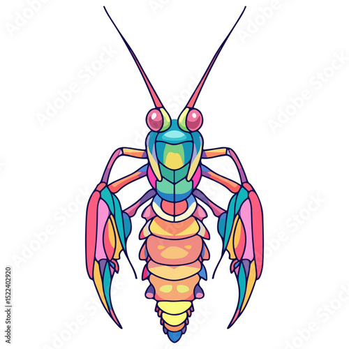 mantis shrimp, underwater animal, vector, transparent background, creature, stomatopoda, animal, isolated, nature, shrimp, seafood, food, icon, marine, prawn, crustacean