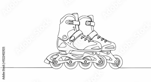 Roller skates line art drawing. 