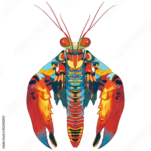 mantis shrimp, underwater animal, vector, transparent background, creature, stomatopoda, animal, isolated, nature, shrimp, seafood, food, icon, marine, prawn, crustacean