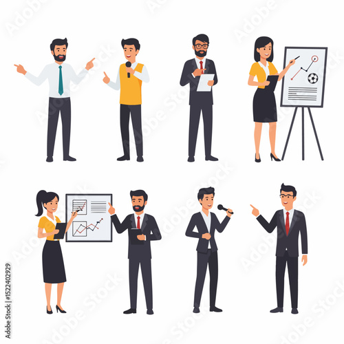 Business People Presenting Concept With Presentation Boards