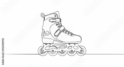 Roller skate line drawing, single inline skate.