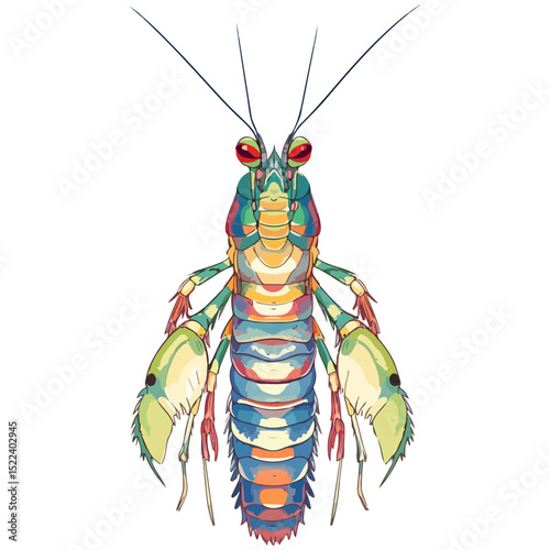 mantis shrimp, underwater animal, vector, transparent background, creature, stomatopoda, animal, isolated, nature, shrimp, seafood, food, icon, marine, prawn, crustacean