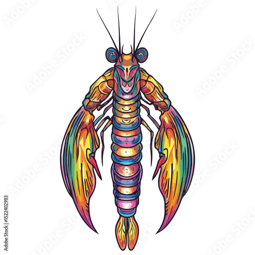 mantis shrimp, underwater animal, vector, transparent background, creature, stomatopoda, animal, isolated, nature, shrimp, seafood, food, icon, marine, prawn, crustacean