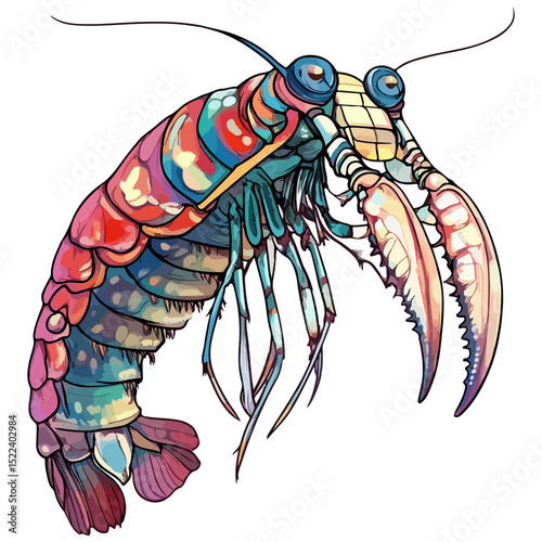 mantis shrimp, underwater animal, vector, transparent background, creature, stomatopoda, animal, isolated, nature, shrimp, seafood, food, icon, marine, prawn, crustacean
