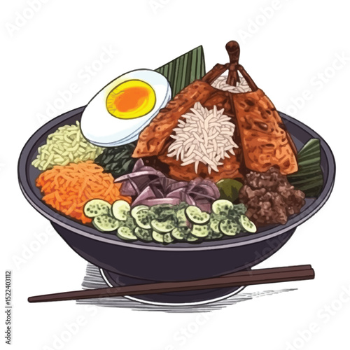 Hand-Drawn Colorful Gudeg Jogja Traditional Dish Illustration