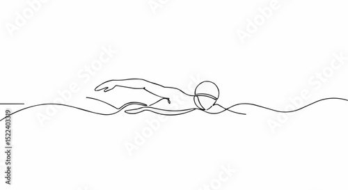 Line art illustration of a swimmer in motion.