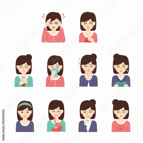 Woman with illness or symptom collection