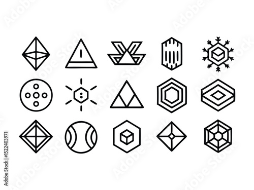 Geometric Shapes Minimalist Line Art Icons and Design Elements