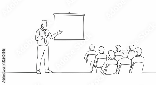 A professional giving a presentation in front of an audience.