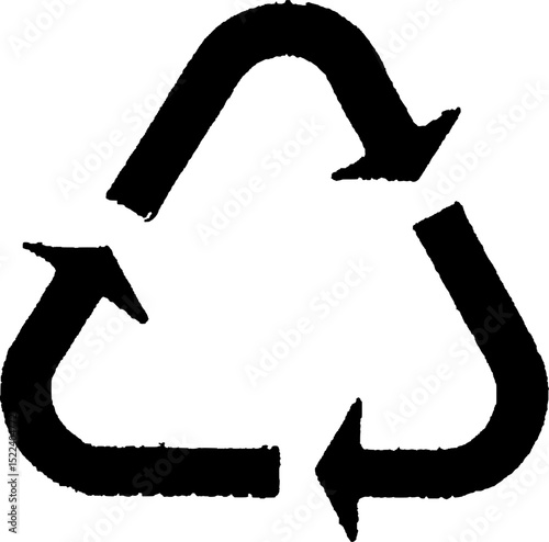 Black and white universal recycling symbol with three chasing arrows forming a Mobius loop, commonly used to indicate recyclable materials or products.