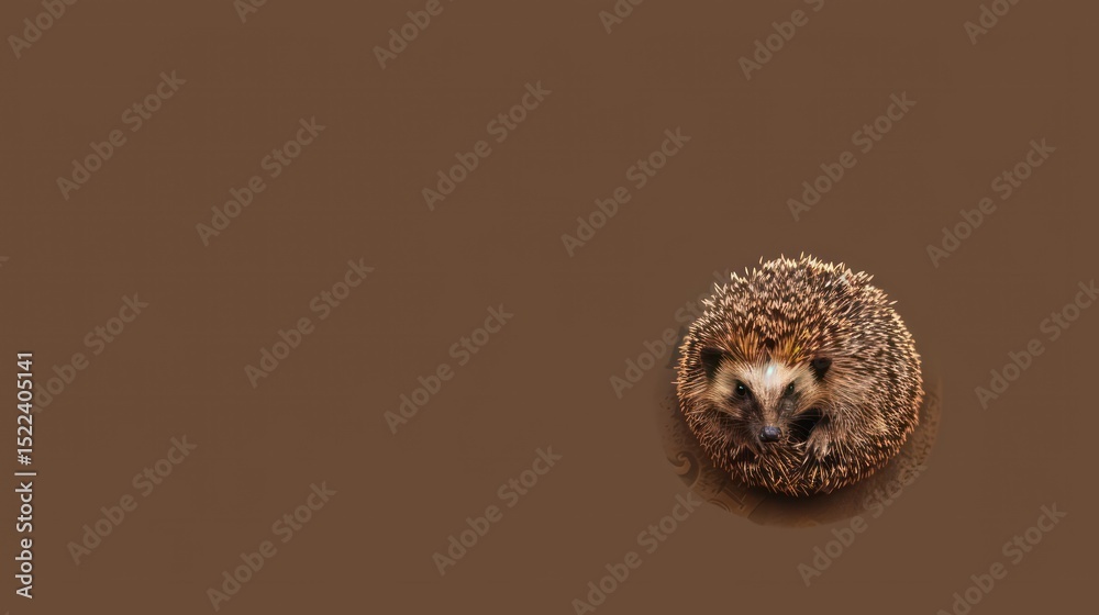 Obraz premium Hedgehog Curled in a Ball, Cute Animal in a Defensive Pose, Copy Space