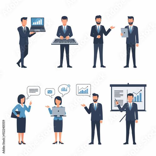 Business people team working analytics presentation
