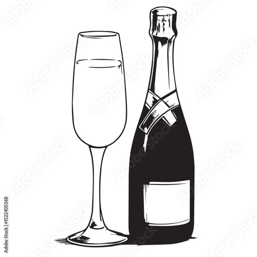 wine bottle and glass