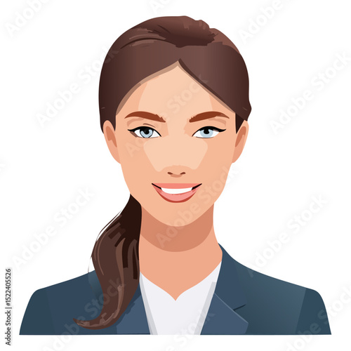 Flat Vector. Portrait of only one Woman. Simple Background.